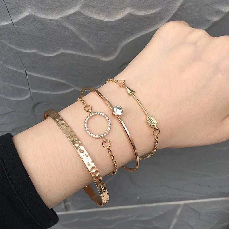 Gold Minimalist Charm Bracelet (Set of 4)
