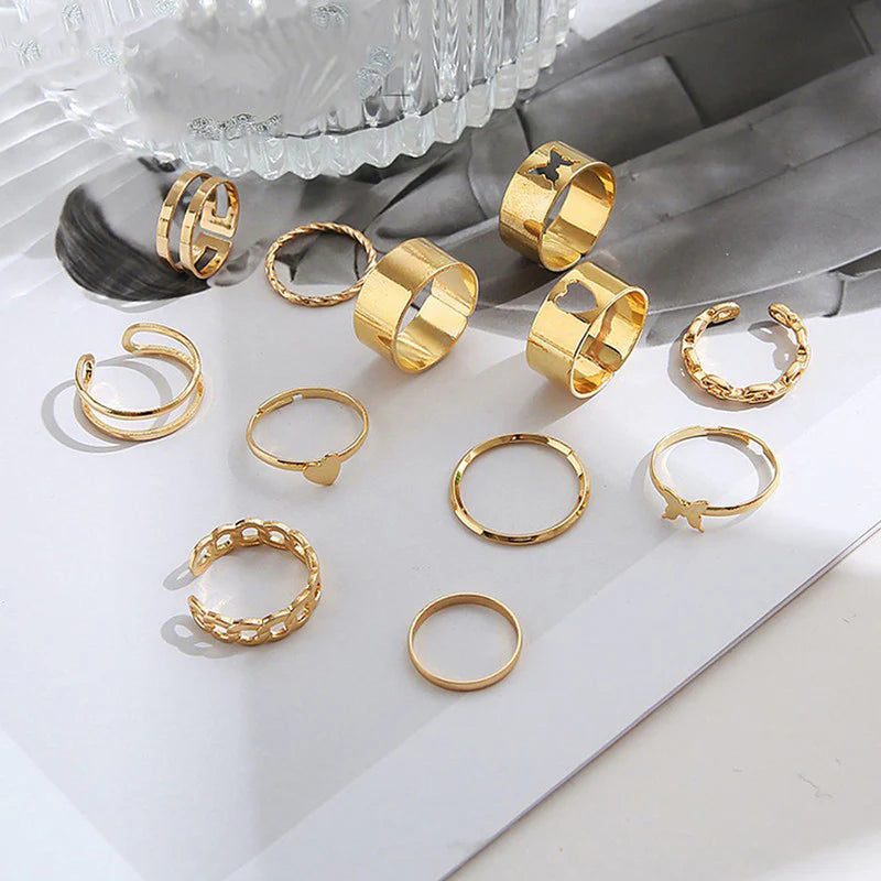 Gold-Tone Adjustable Ring Set (Set of 11)