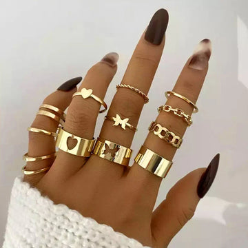 Gold-Tone Adjustable Ring Set (Set of 11)