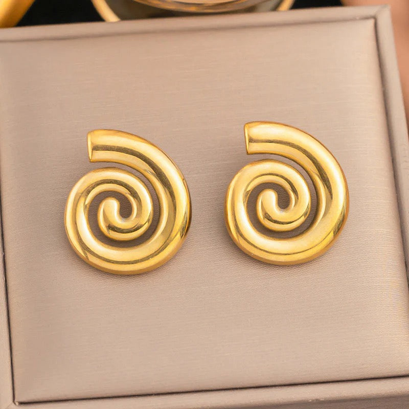 Gold Spiral Statement Stud