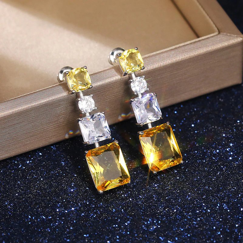 Golden Radiance Triple Stone Drop Earring