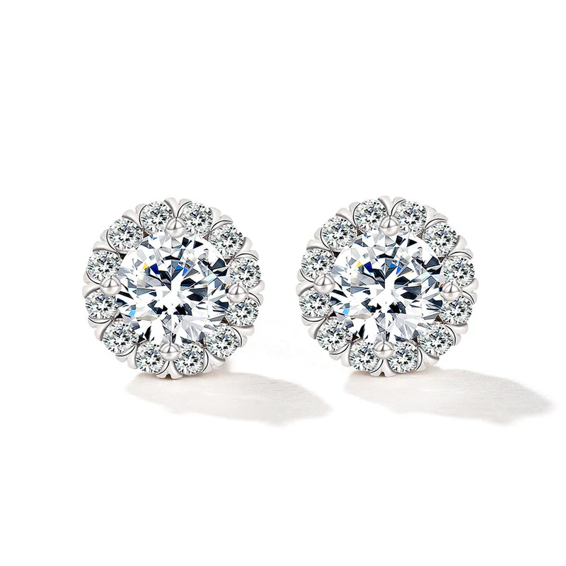 Brilliant Halo-Cut Crystal Stud Earring