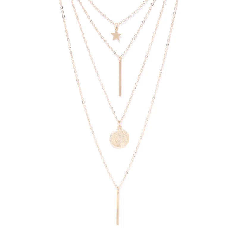 Celestial Layers Gold Pendant Necklace