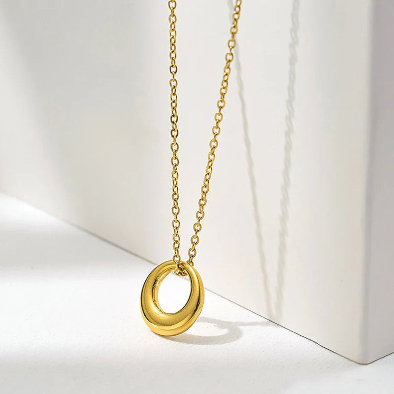 Eternal Glow Minimal Gold Circle Pendant Necklace