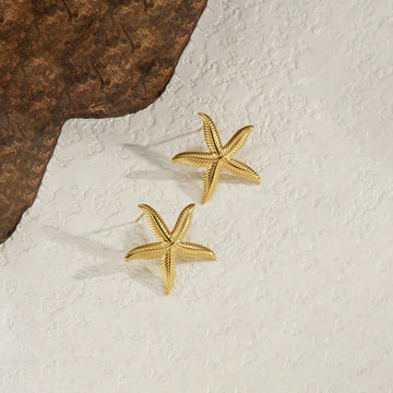 Anti Tarnish Gold Starfish Statement Earring