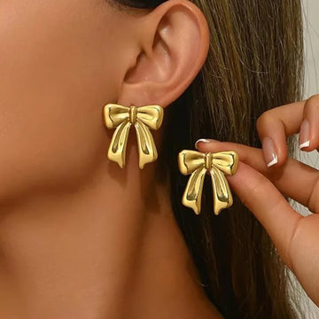 Anti Tarnish Gold Bow Knot Stud Earring