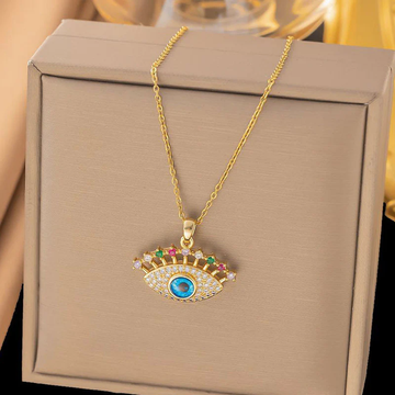 Gold Evil Eye Pendant Necklace