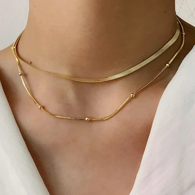 Anti-Tarnish Gold Layered Snake Chain Necklace