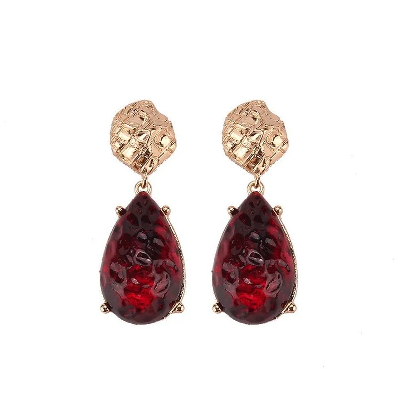 Vintage-Inspired Teardrop Garnet Red Statement Earring
