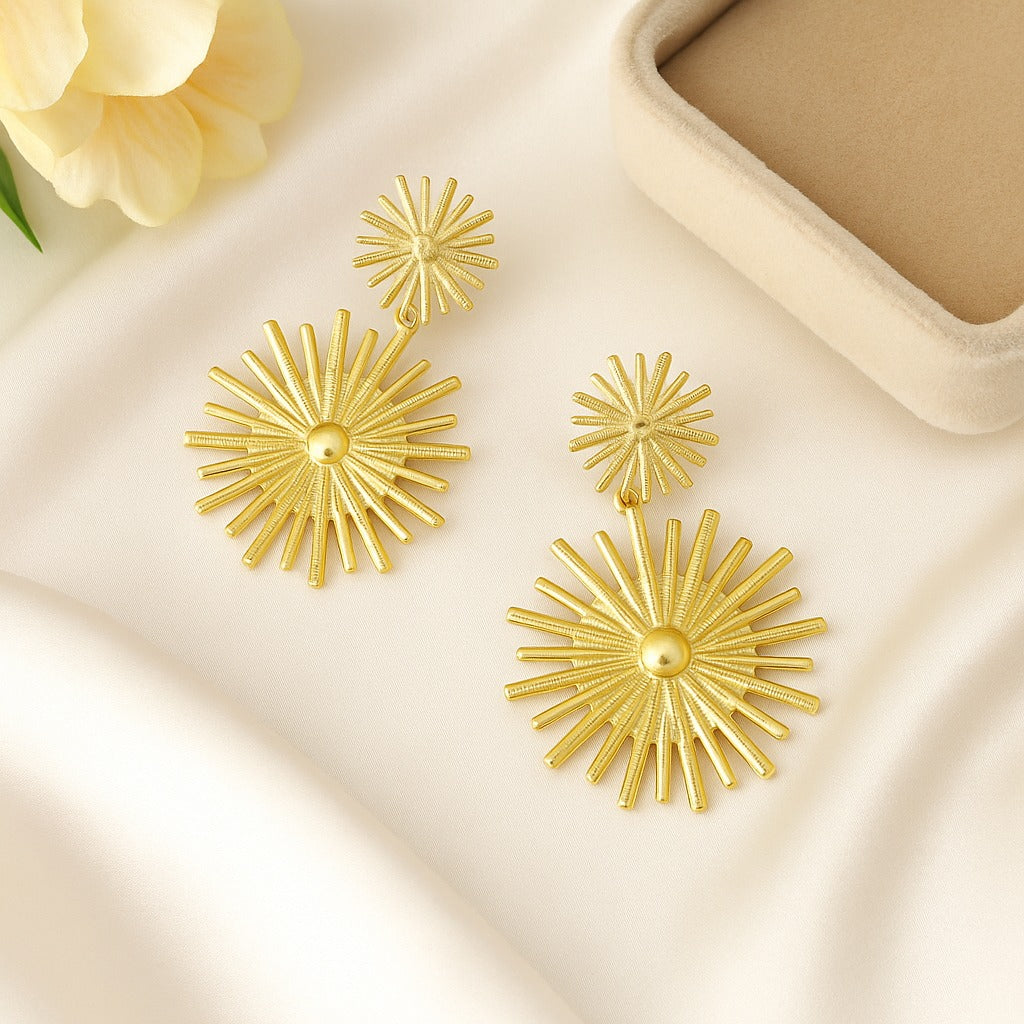 Radiant Starburst Gold Statement Earring