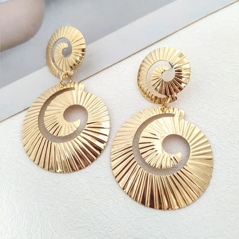 Bold Gold Spiral Statement Earring