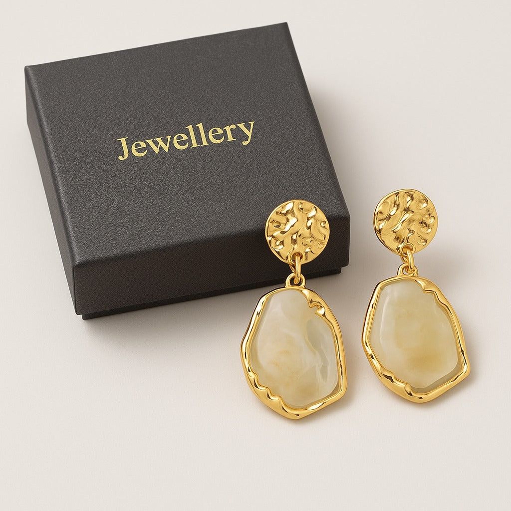Gold Textured Drop Earring