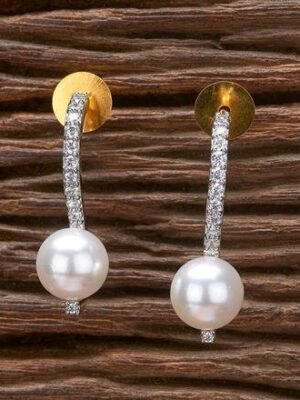 Cz Moti Earring With Black Rhodium Rose Gold Plating