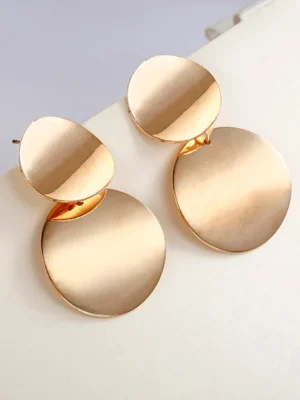 Elegant Circular Unique Metal Brilliant Drop Earring