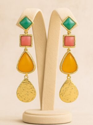 Boho Colorblock Geometric Drop Earring