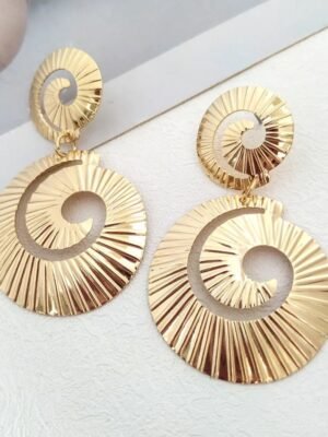 Bold Gold Spiral Statement Earring